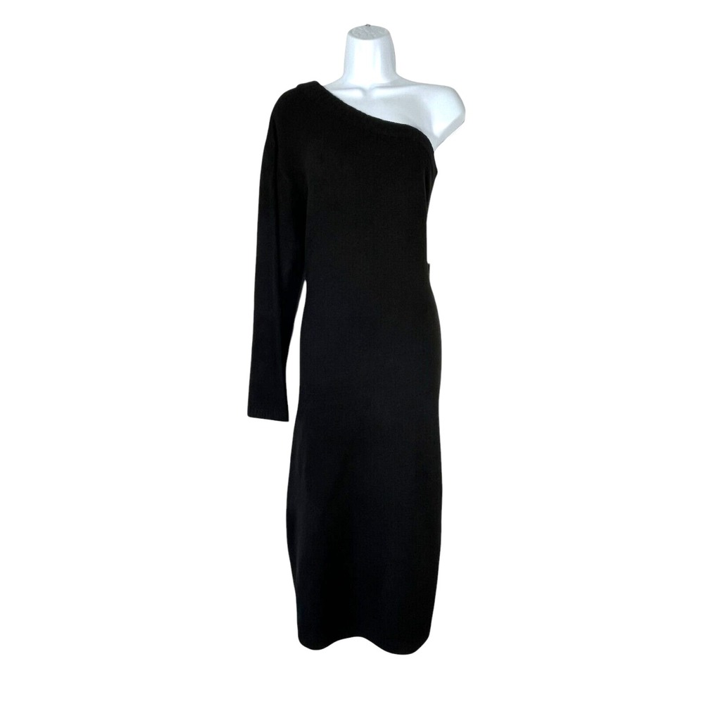 Eloquii NWT Women's One Shoulder Sleeve Black Dress Midi 14/16 Tie Back